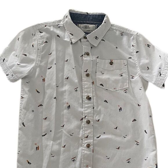 ❣️5/$50 Free Planet Boys size 6 White Button up Shirt with Surfer details - Picture 1 of 4